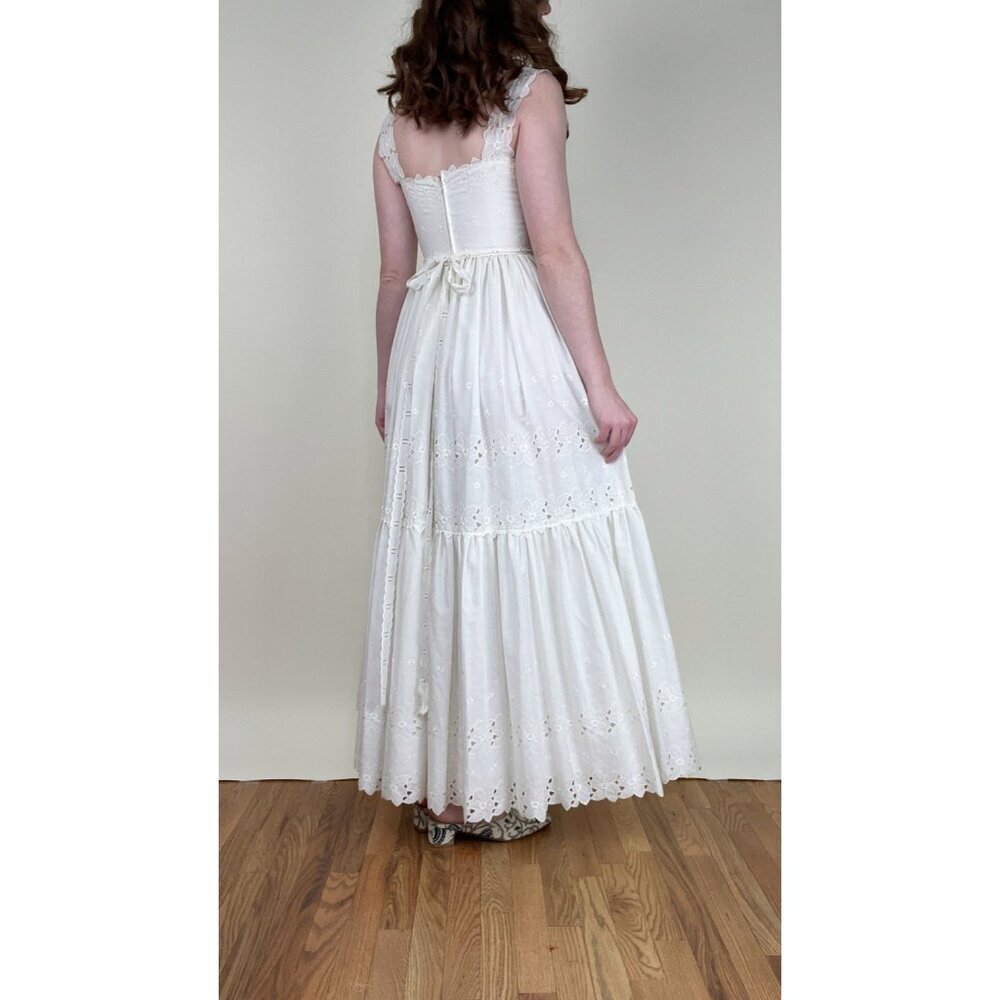 Vintage Union Made Wedding Dress Maxi Cottagecore Regency Boho Coastal 70s 1970s - Picture 4 of 12